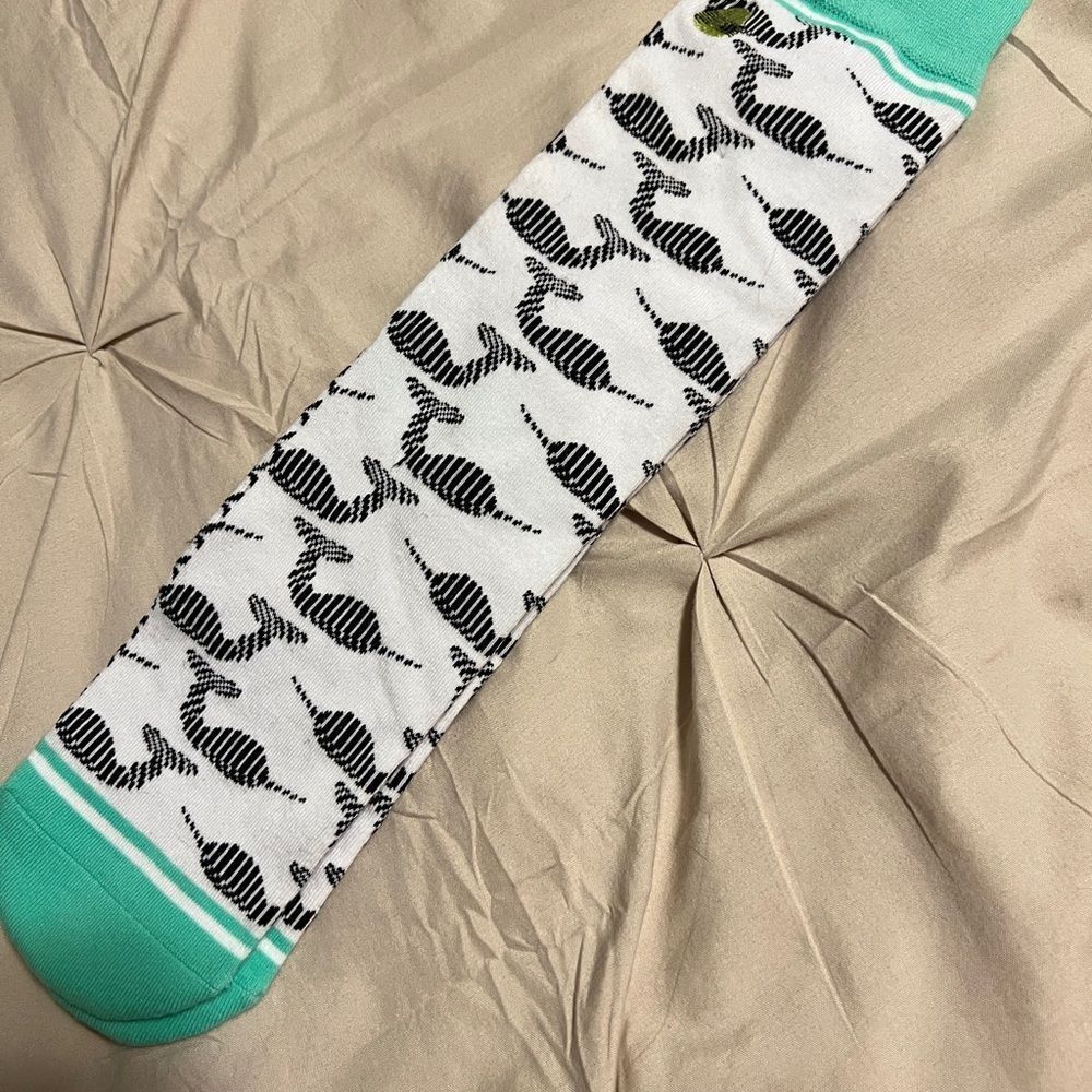 Stylish Black and White Narwhal Patterned Socks